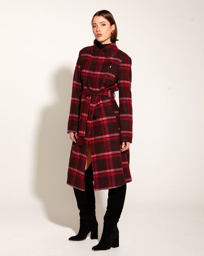 Choose You Coat Pink Red Check by Fate + Becker