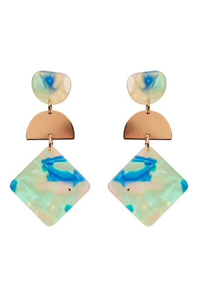 Pair of earrings with geometric design on a white background