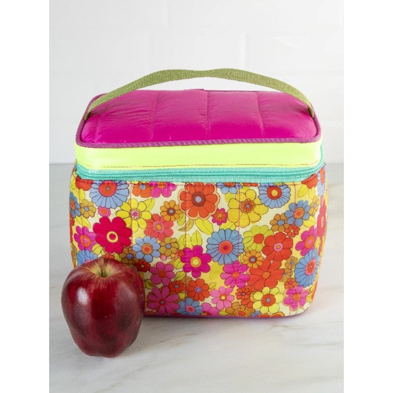 Puffy Lunch Bag Yellow Bright Floral Natural Life Binny Bowe Boutique