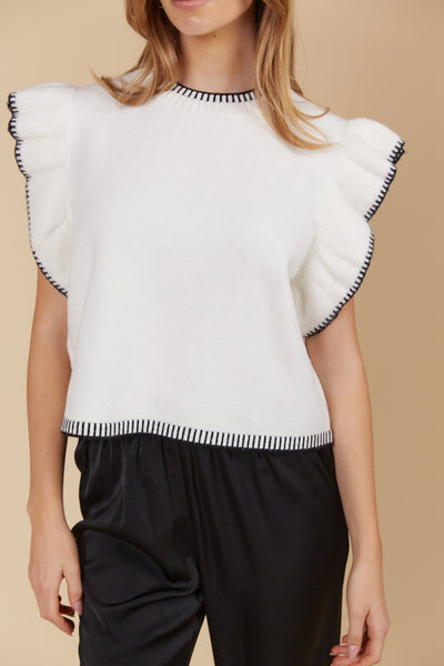 Athena Frill Knot Top in Ivory from Isle of Mine. 