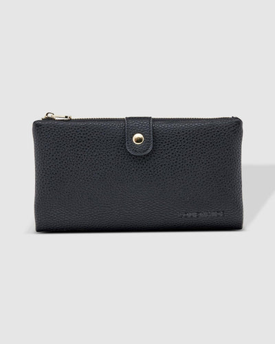 Stella Wallet Black by Louenhide – front view with textured vegan leather