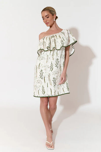 Bronte Printed Linen Dress in fern print from Adorne