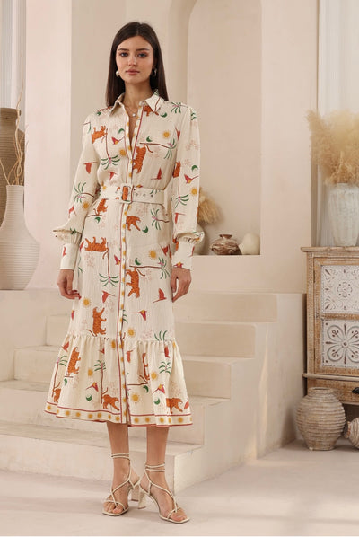 Iris Maxi Tiger Print Long Sleeve Dress. Sizes 8, 10, 12, 14, 16