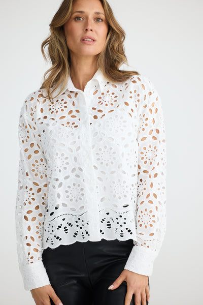 Mary Jane Shirt White Broderie - Brave+True