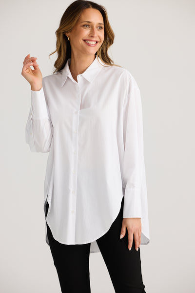 Homestead Shirt in White, Oversized button front shirt from Brave+True. 