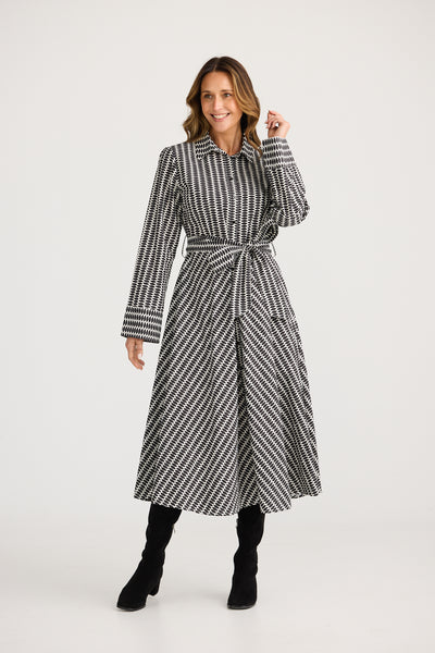 Moet Shirt Dress in a black and white Cascade print from Brave + True