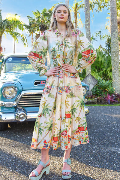 Coop by Trelise Cooper Picot-A-Boo Dress Island Rewind print front view