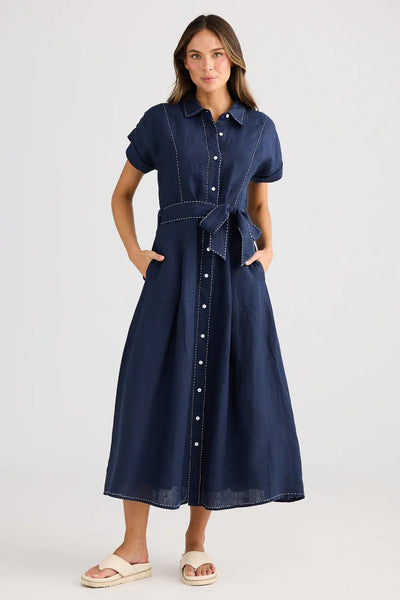 Holiday Cordelia Dress Navy Front View