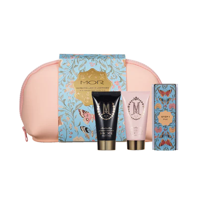 MOR Marshmallow Wilderness Gift Set with cosmetic bag, cream, and gift box