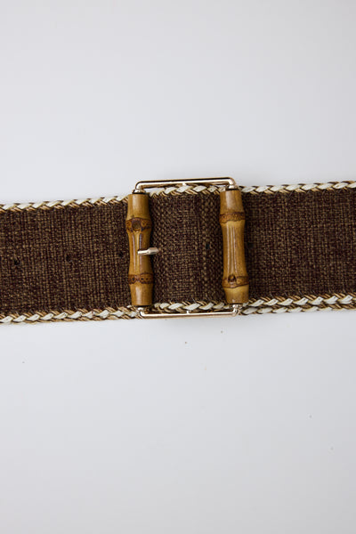 Close up image of the Bondi Belt in brown on a white background.