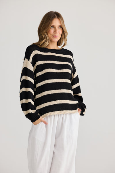 Driftwood Knit Jumper in Black with Natural