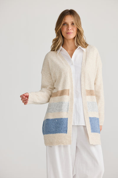 On Deck Cardi in Denim Stripe