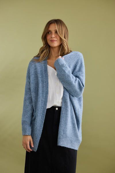 On Deck Cardigan in light denim blue colour.