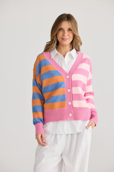 Samba Cardigan in Pink Multi Stripe