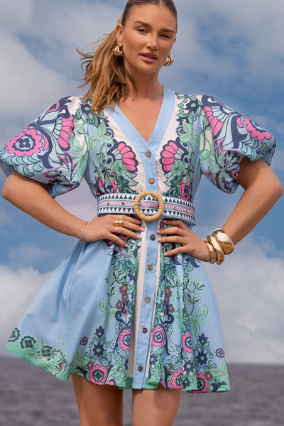 Mia Milani Short Baja California Blue Dress – Detail Close-Up