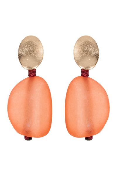 Miramar Earrings Coral resin drop with gold stud – Eb&Ive at Binny Bowe Boutique