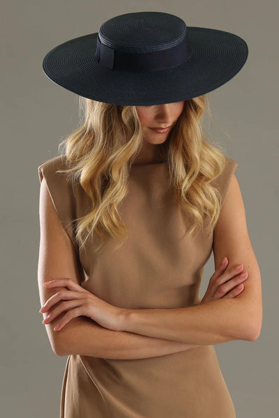 Morgan & Taylor Macy Racewear Boater Hat Navy front view