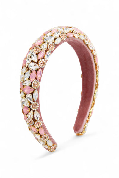 Morgan & Taylor Alora Headband Pink – Padded headband with pink and crystal beading