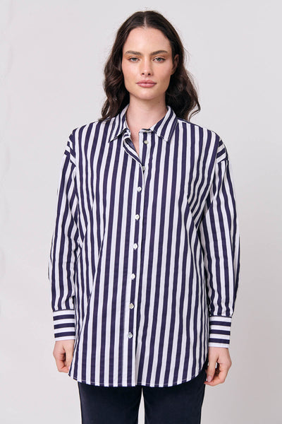 Namastai Seaside Stripes Shirt, Long Sleeve Navy & White