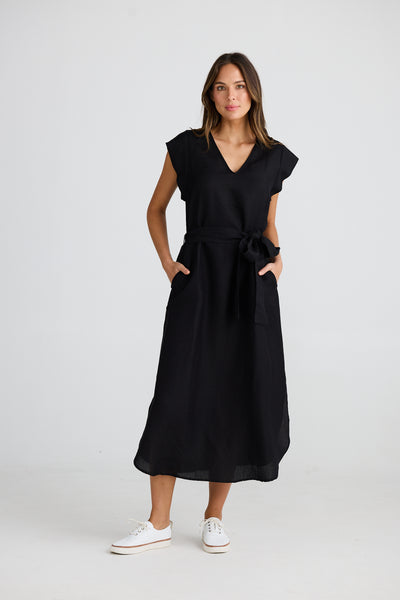 Shanty Sebou Dress in black linen blend 