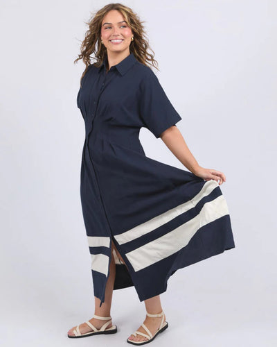 Scarlet Midi Dress Navy Side View – Elm Lifestyle