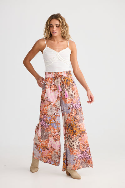 Freedom Pants Dream Weaver by Talisman side angle with waist tie and wide leg