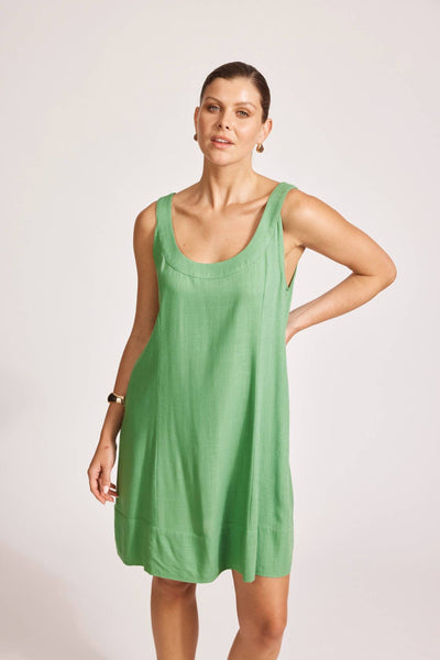 Woman wearing Alesia Tank Dress Jade by Eb&Ive front view