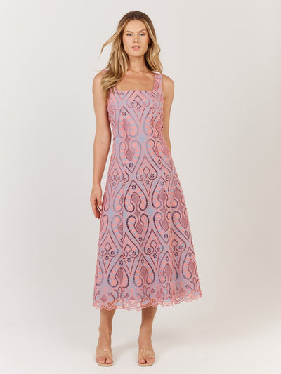 Fate+Becker Bianca Dress in Pink Blue – Front View