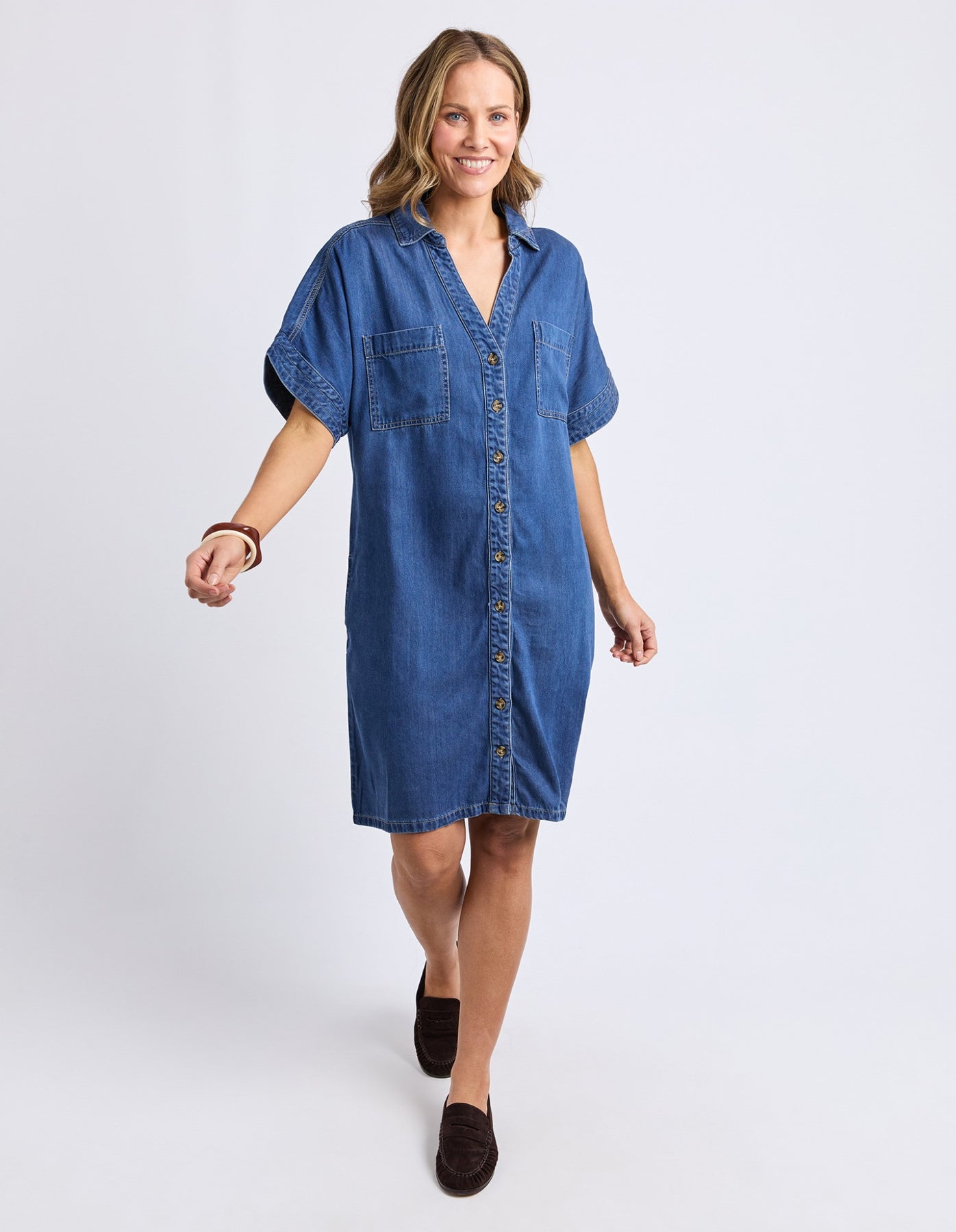 Elm Demi Denim Dress Dark Blue – Binny Bowe Boutique