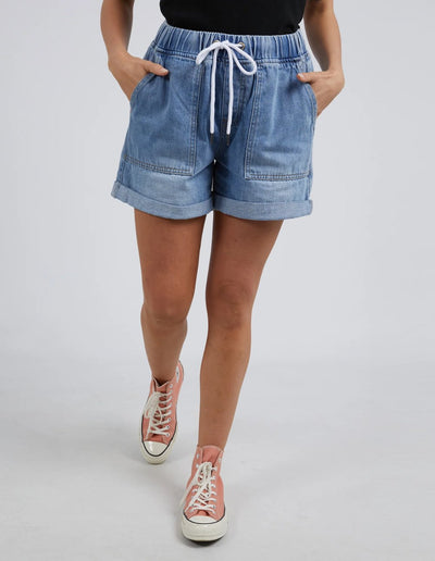 Elm Lifestyle Emma Denim Shorts styled with sneakers for a relaxed casual outfit