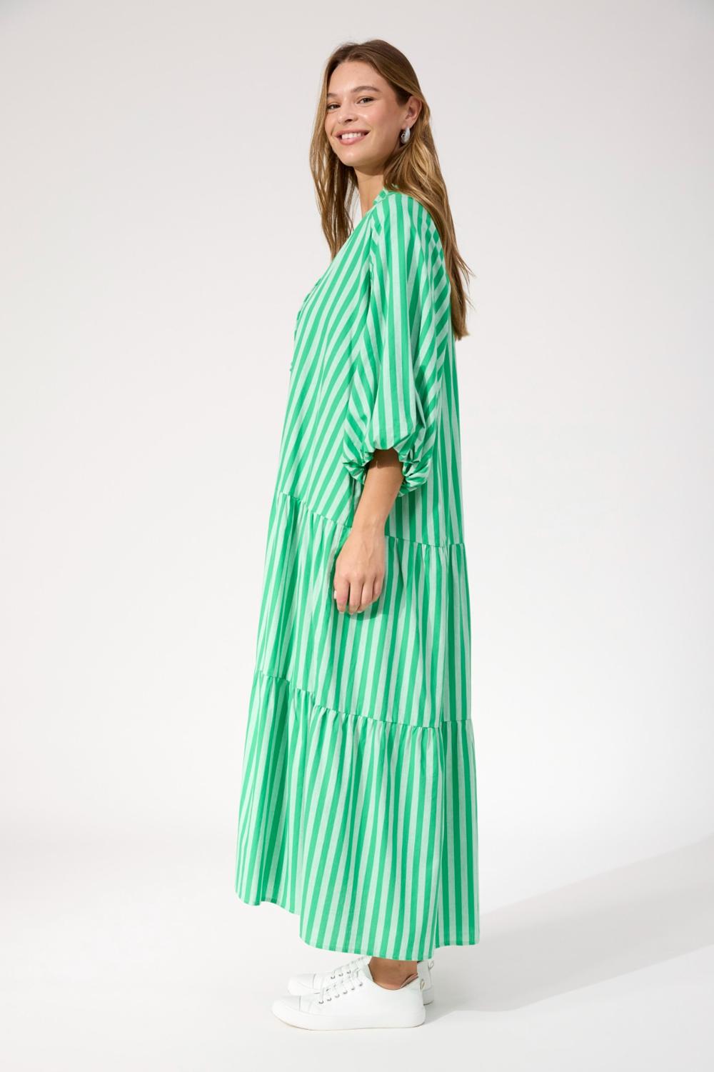 Haven Monterosa Stripe Maxi Dress Green – Binny Bowe Boutique