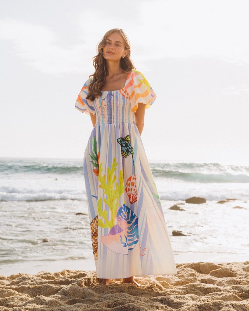 Label of Love Maxi Dress Ocean Puff Sleeve – Binny Bowe Boutique