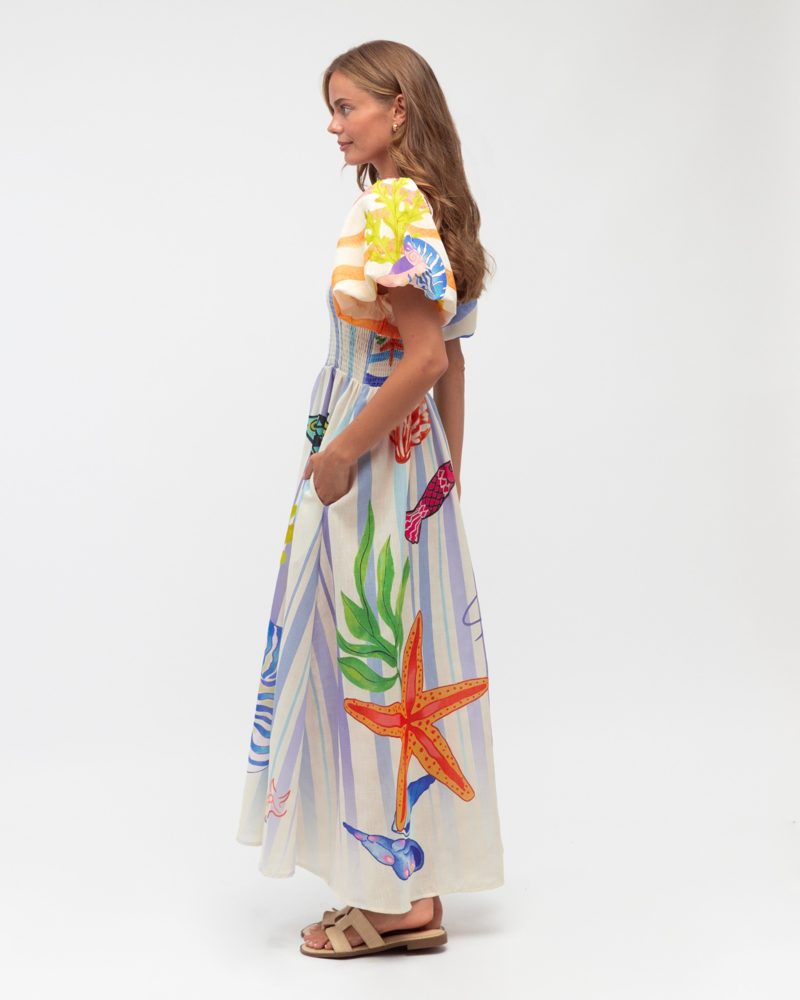 Label of Love Maxi Dress Ocean Puff Sleeve – Binny Bowe Boutique