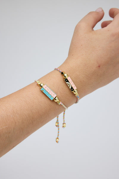 Love Bracelet Multi - adjustable pull string with bead details, handmade in India.