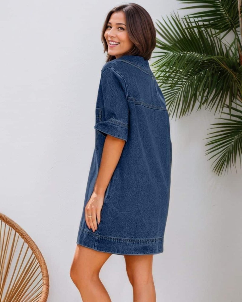 Mutig Mini Denim Dress Dark Denim – Binny Bowe Boutique