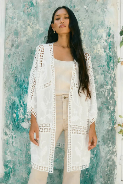 Oline Lace Kimono Lotus styled outfit lifestyle shot
