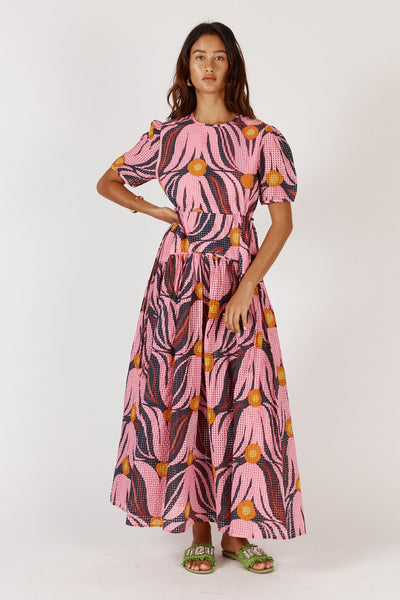 Tulip Maxi Dress by Rubyyaya – front view, pink floral print