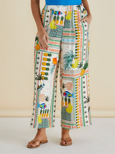 Close-up detail of Sable Wide Leg Pants waistband and lightweight viscose fabric