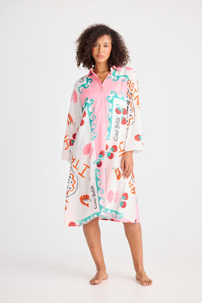 Stella Shirt Dress Italiano Holiday – full length button-down shirt dress with exclusive design