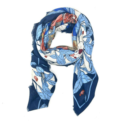 Anna Nova Leaf Scarf -  floral pattern on a white background